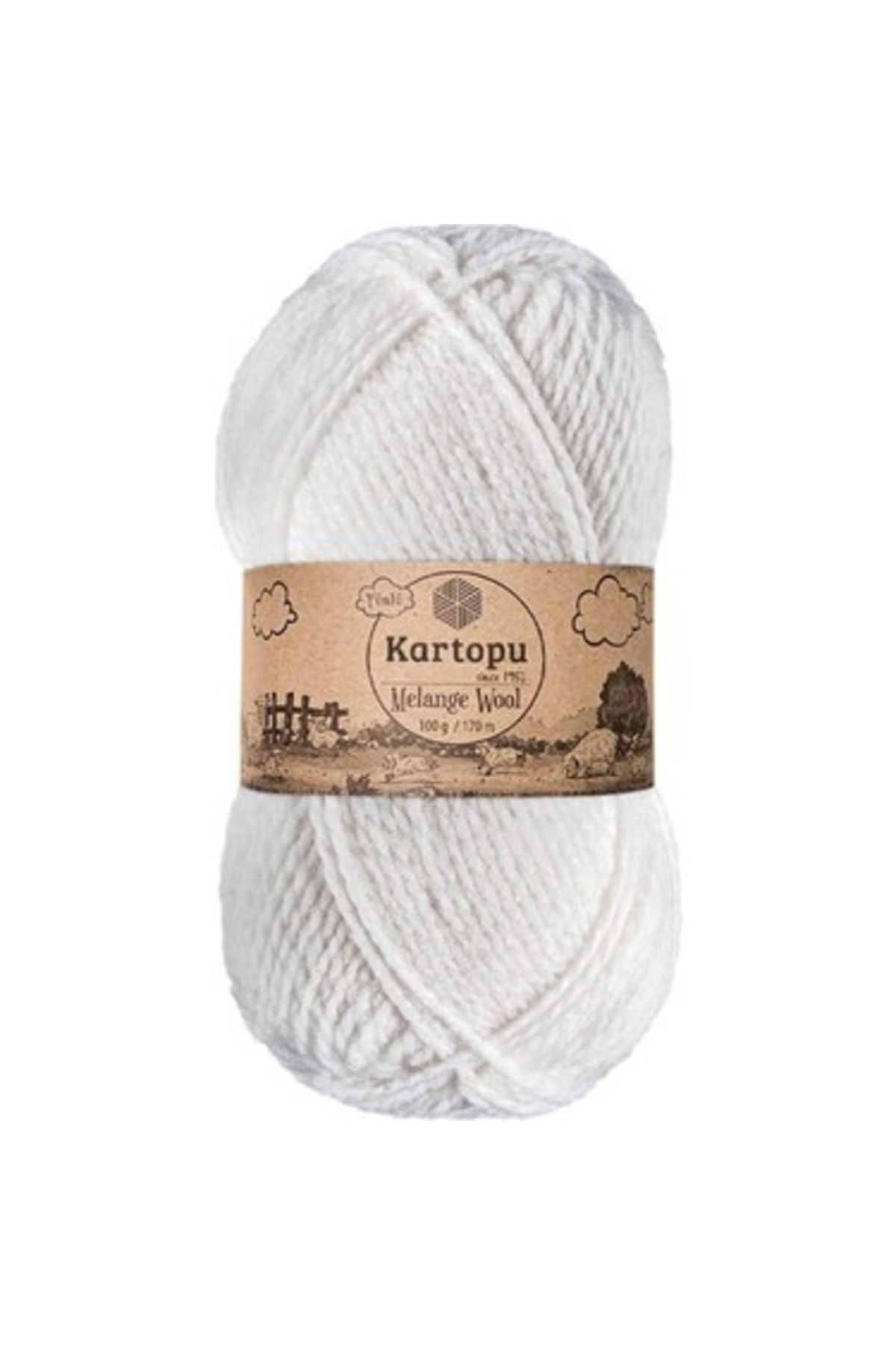 Melange Wool K010 5 Pieces of Woolen Hand Knitting Yarn White