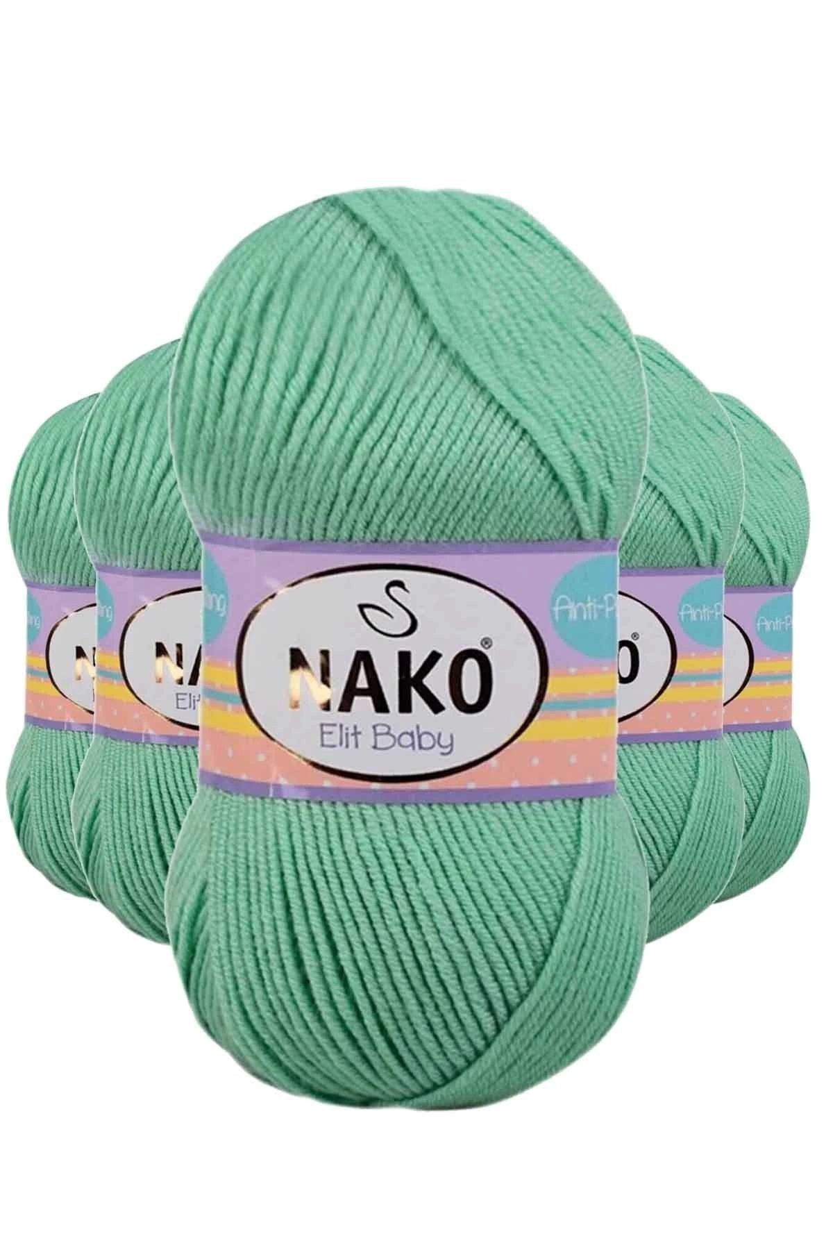 5 Pieces Elite Baby Hand Knitting Yarn Anti-Pilling Baby Wool Siamese Green 10001