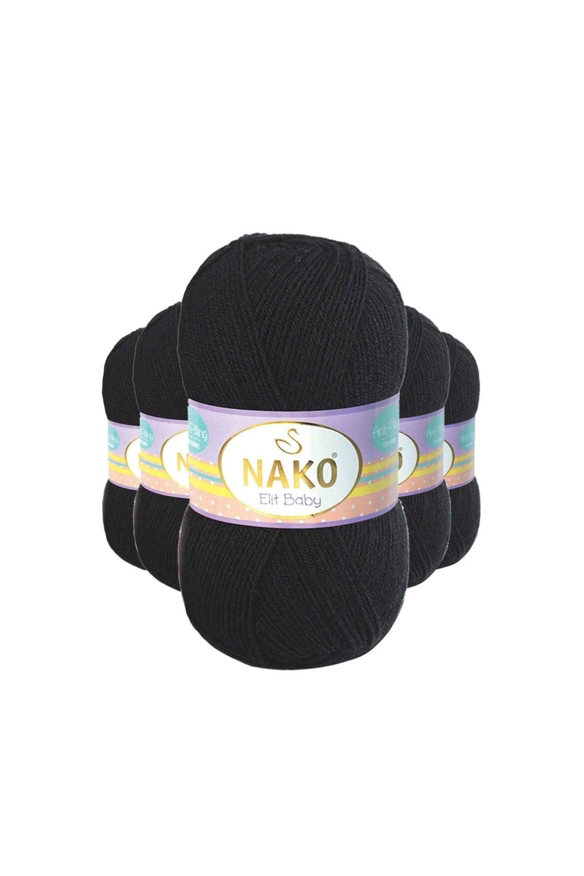 5 Pieces Elite Baby Hand Knitting Yarn Anti-Pilling Baby Wool Black 217