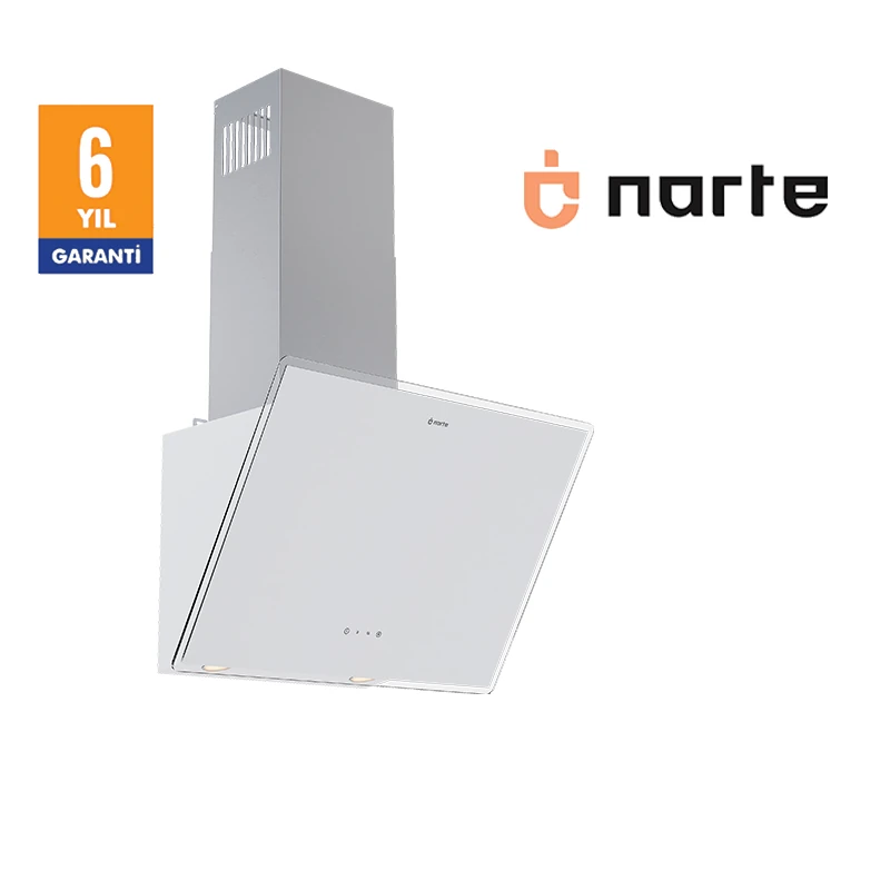 NARTE-H20160W 60CM BEYAZ CAM EĞİMLİ DAVLUMBAZ - 6 YIL GARANTİLİ