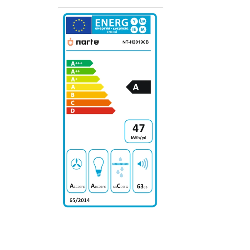 NARTE-H20190B 90CM SİYAH CAM EĞİMLİ DAVLUMBAZ - 6 YIL GARANTİLİ