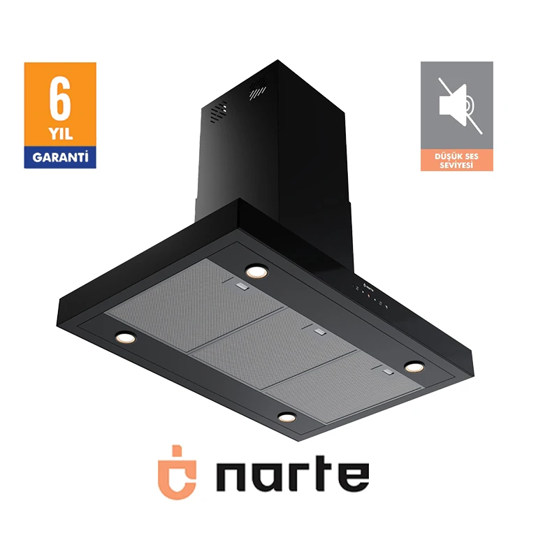 NARTE HI30190B 90 CM SIYAH ADA TİPİ DAVLUMBAZ 6 YIL GARANTİLİ -YÜKSEK PERFORMANS