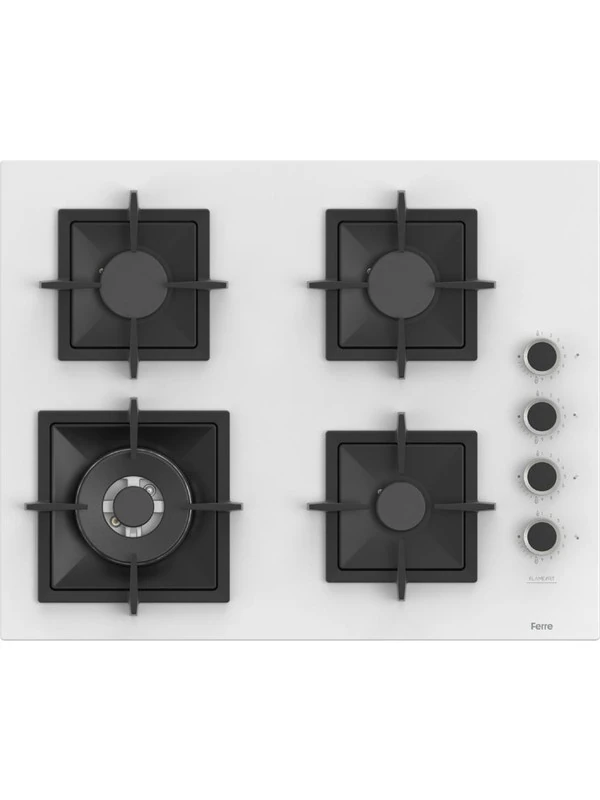 Flowart-Sılentart Serisi Beyaz Set (SC406-WFA + QBL63CB +D078-SA) - Döküm Izgara / 65 cm Ocak