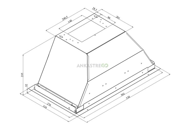 Silverline Astec 1170 60’lık Gömme Aspiratör Inox