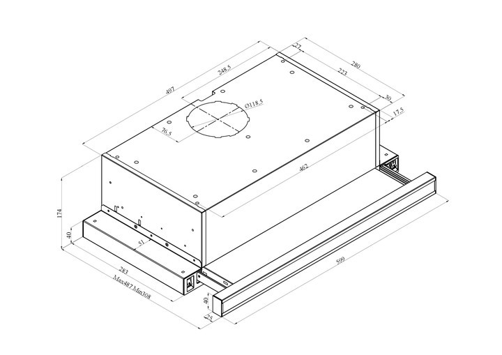 Silverline 1140 Crystal Sürgülü Aspiratör Inox