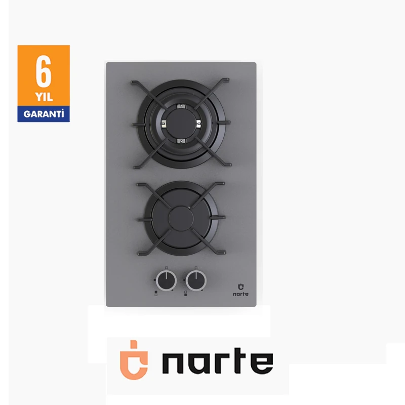 NARTE-CG20030S 30 CM DOMİNO GAZLI 1 GÖZÜ WOKLU OCAK-GRİ
