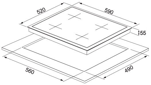 Silverline CS5349B01 - 3173 Quadro 60 Siyah Ankastre Set