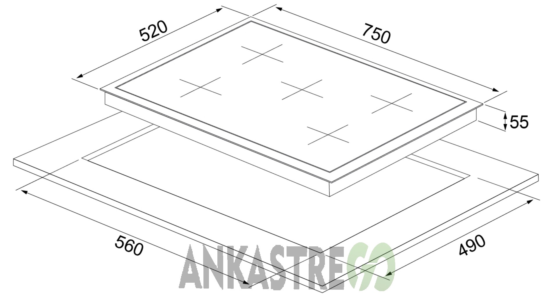 Silverline CS5364B01 - BO6502B02 - 3457 Soho 80 Siyah Cam Ankastre Set