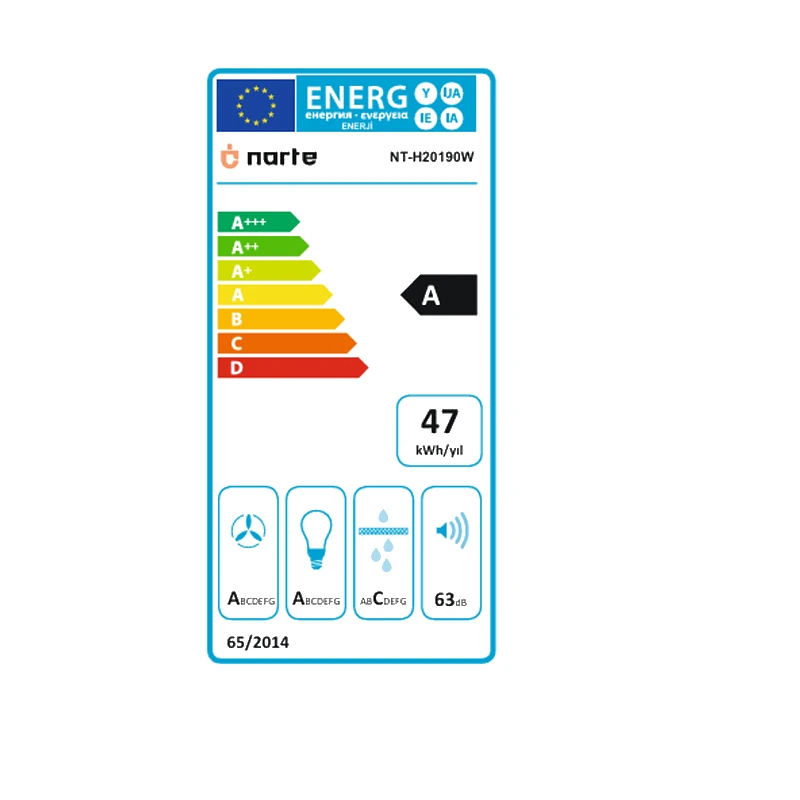 NARTE-H20190W 90CM BEYAZ CAM EĞİMLİ DAVLUMBAZ - 6 YIL GARANTİLİ