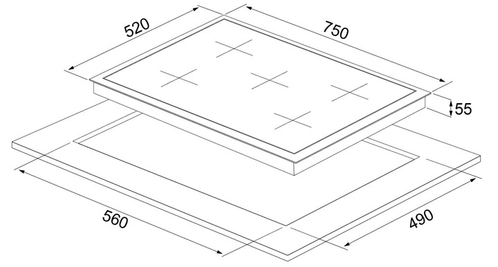 Silverline CS5426B01 75 cm Wok Gözlü Siyah Cam Ankastre Ocak
