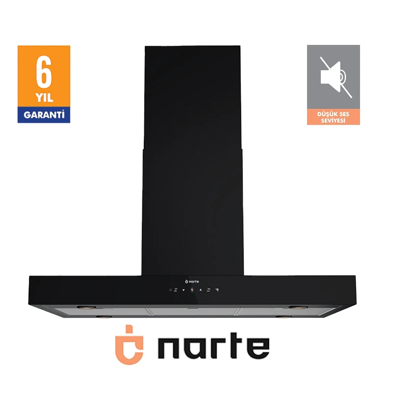 NARTE HI30190B 90 CM SIYAH ADA TİPİ DAVLUMBAZ 6 YIL GARANTİLİ -YÜKSEK PERFORMANS