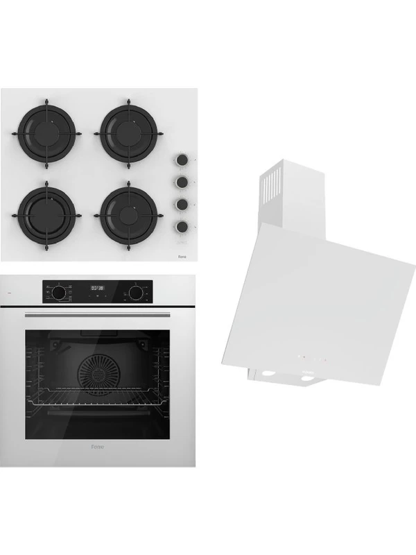 Flowart-Sılentart Serisi Beyaz Set (CS206-FA + QBL63CB +D078-SA) - Emaye Izgara