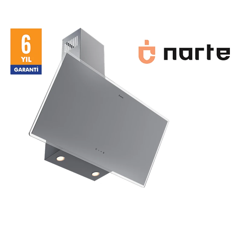 NARTE-H20190S 90CM GRİ CAM EĞİMLİ DAVLUMBAZ - 6 YIL GARANTİLİ