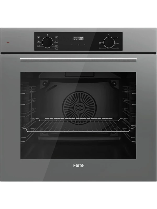 Flowart QBL63CPR-SS208-D079 7 Prog. Dijital Turbo Ankastre Set - Gri