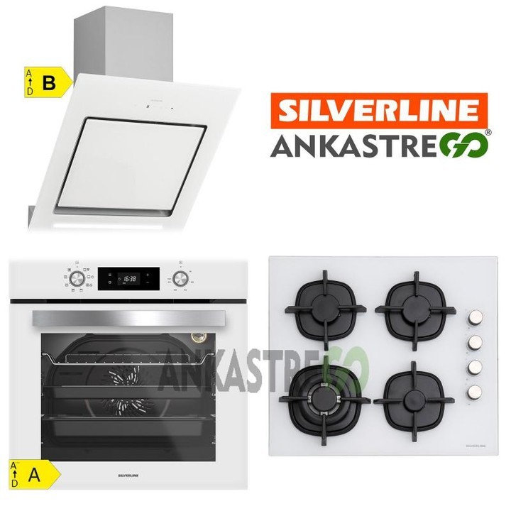 Silverline BO6504W01 - CS5429W01 - 3261 Andromeda 60 CM Beyaz Cam Ankastre Set