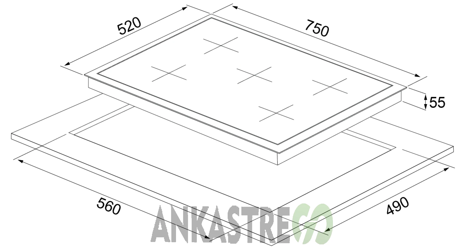 Silverline CS5365S01 75 CM Ankastre Ocak Gri