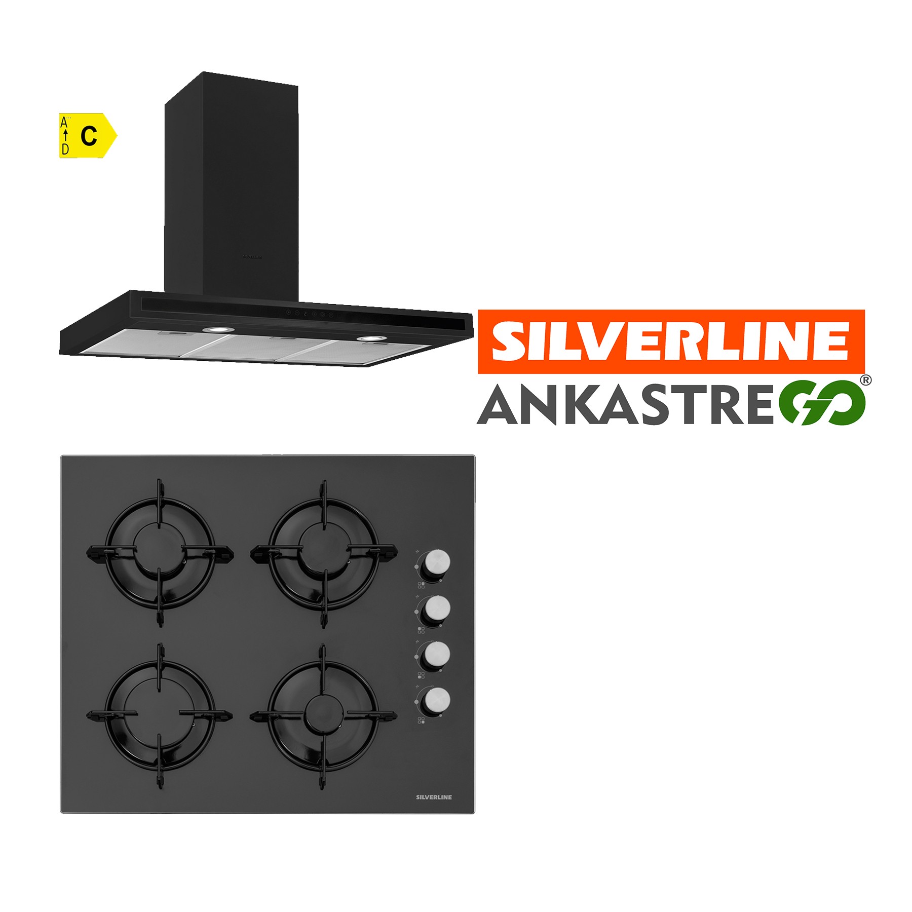 Silverline CS5349B01 - 3173 Quadro 60 Siyah Ankastre Set