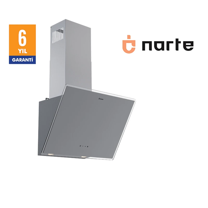 NARTE-H20160S 60CM GRİ CAM EĞİMLİ DAVLUMBAZ - 6 YIL GARANTİLİ