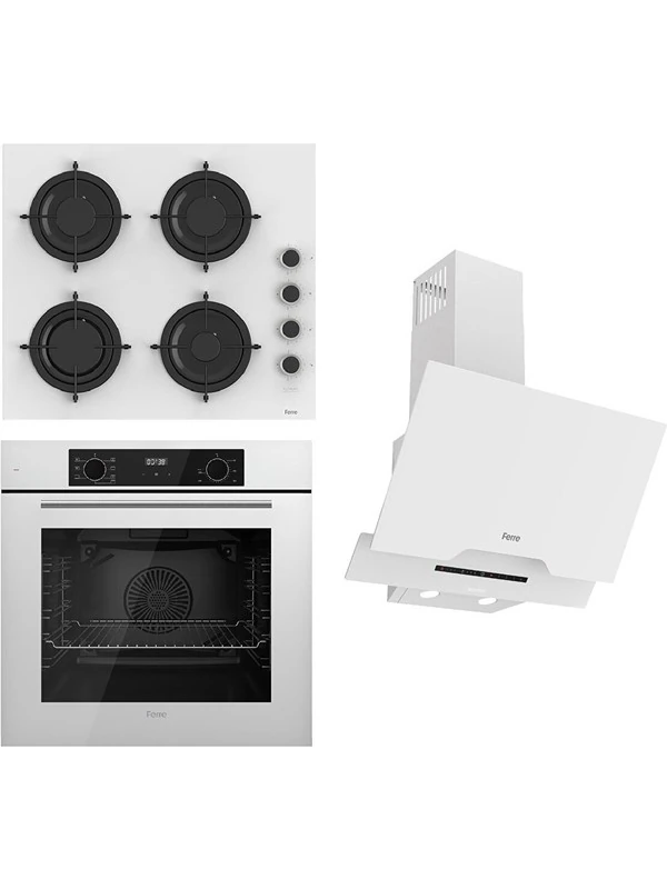 Flowart-Silentart Serisi Beyaz Set (CS206-FA + QBL63CB +D064-SA ) - Emaye Izgara