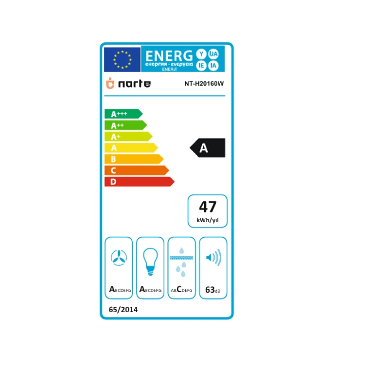 NARTE-H20160W 60CM BEYAZ CAM EĞİMLİ DAVLUMBAZ - 6 YIL GARANTİLİ