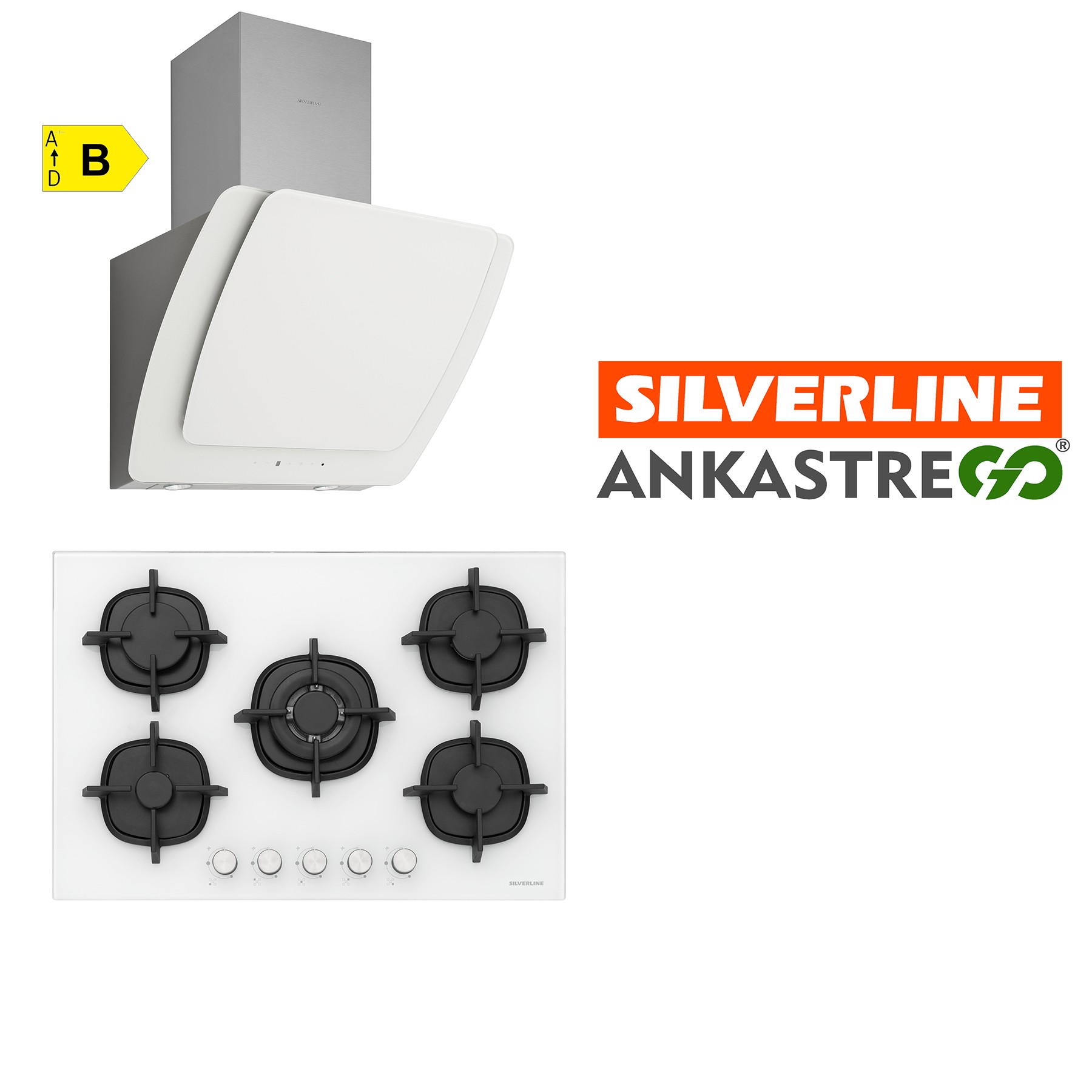 Silverline CS5364W01 - 3373 Misto 60 Beyaz Cam Ankastre Set