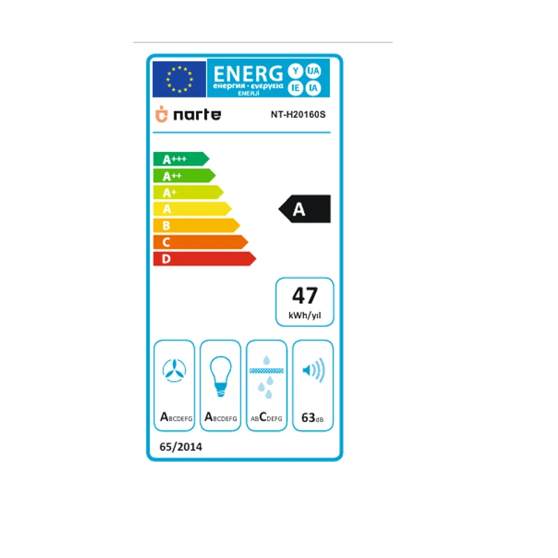 NARTE-H20160S 60CM GRİ CAM EĞİMLİ DAVLUMBAZ - 6 YIL GARANTİLİ