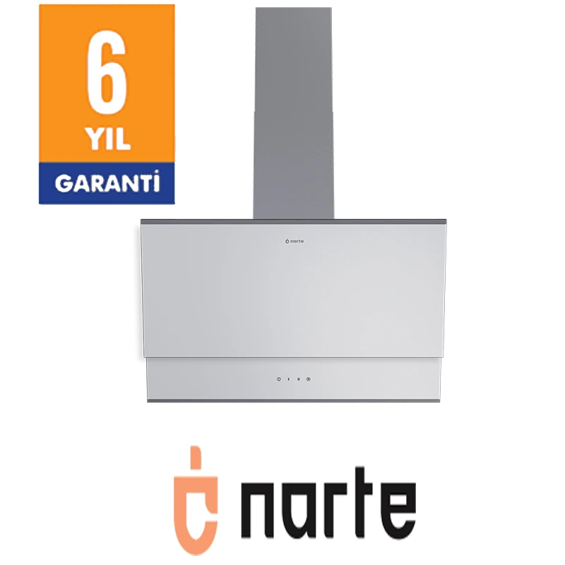 NARTE-H10060W 60CM BEYAZ CAM INOX CITALI ÇİFT CAMLI EĞİMLİ DAVLUMBAZ