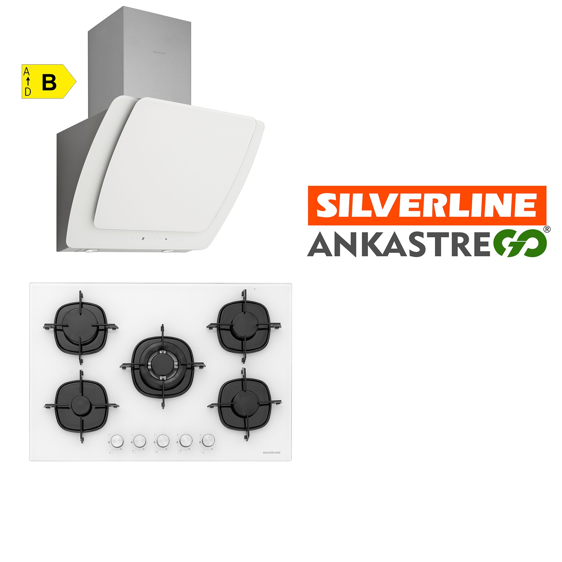 Silverline CS5365W01 - 3373 Misto 60 Beyaz Cam Ankastre Set