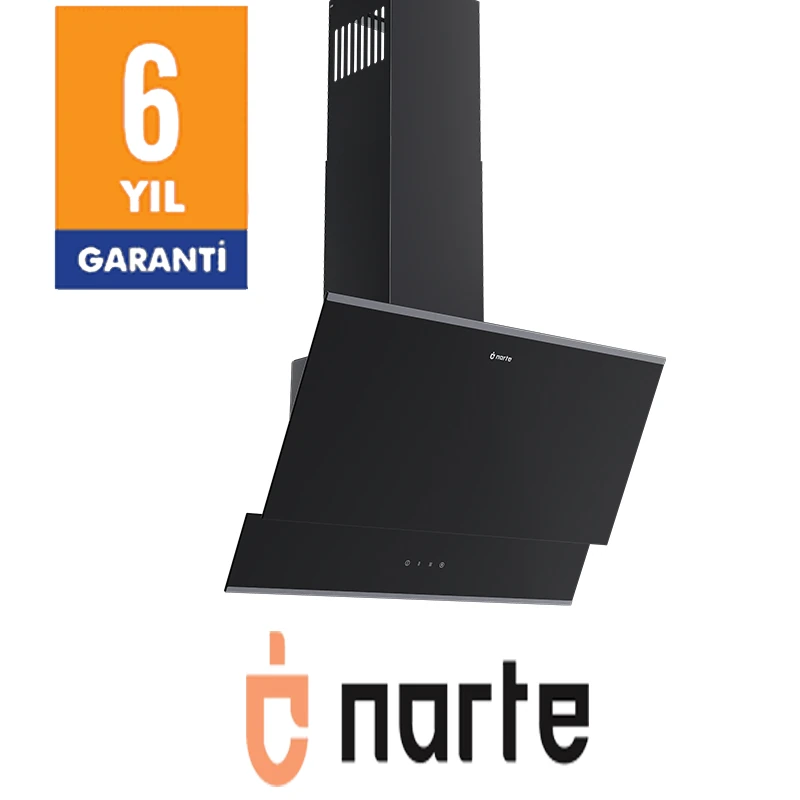NARTE-H10060B 60CM SIYAHCAM INOX CITALI ÇİFT CAMLI EĞİMLİ DAVLUMBAZ