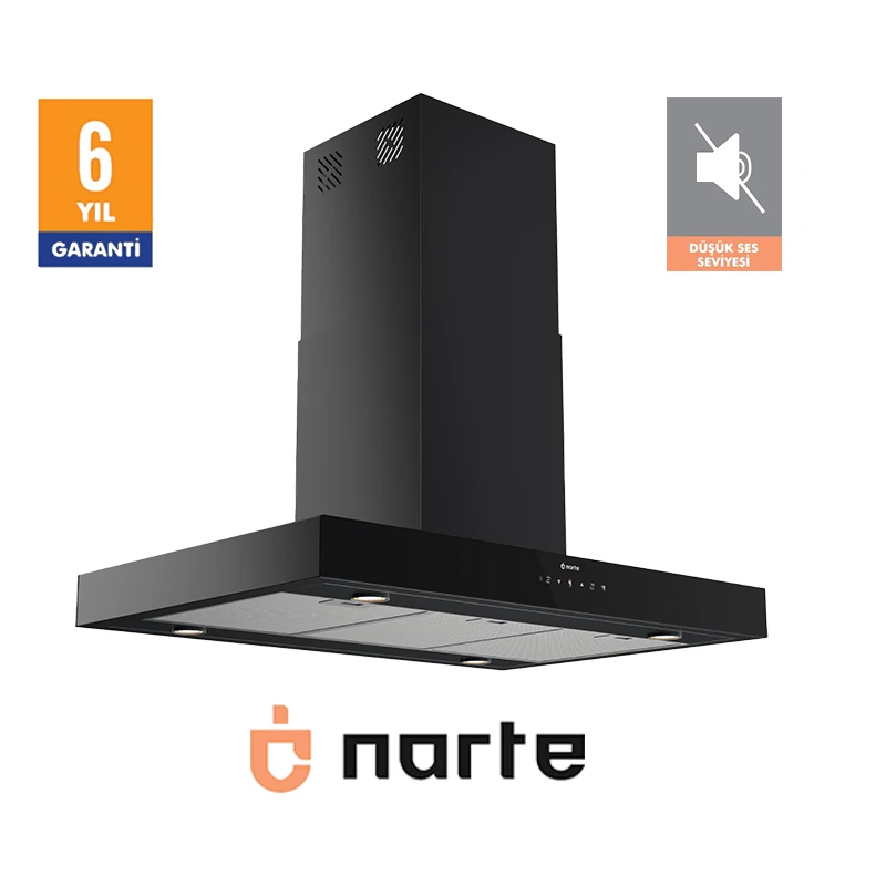 NARTE HI30190B 90 CM SIYAH ADA TİPİ DAVLUMBAZ 6 YIL GARANTİLİ -YÜKSEK PERFORMANS
