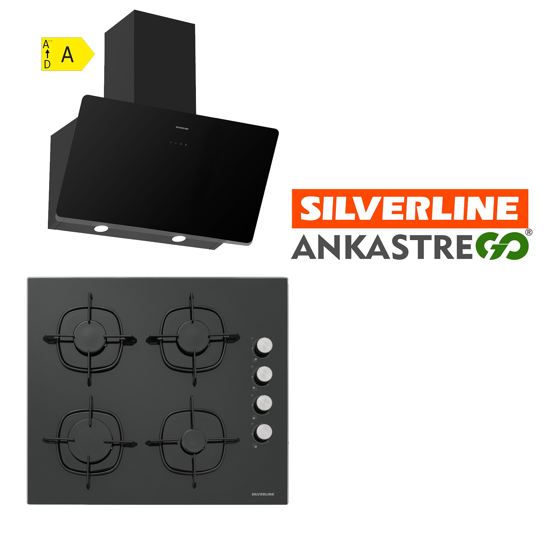 Silverline CS5335B01 - 3457 Soho 60 Siyah Cam Ankastre Set