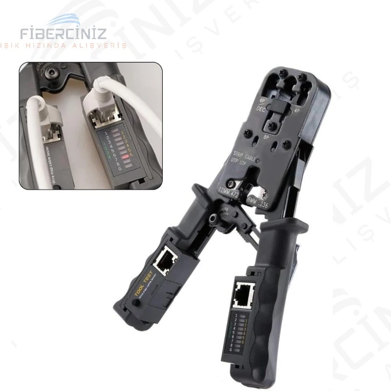 RJ45 RJ12 RJ11 Kablo Test Cihazı Ve Sıkma Pensesi