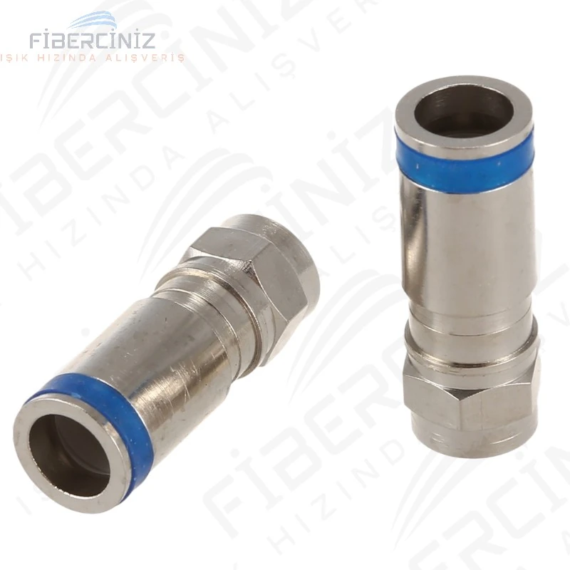 RG-6 Gümüş Sıkmalı Tip F Konnektör (50'li Paket)