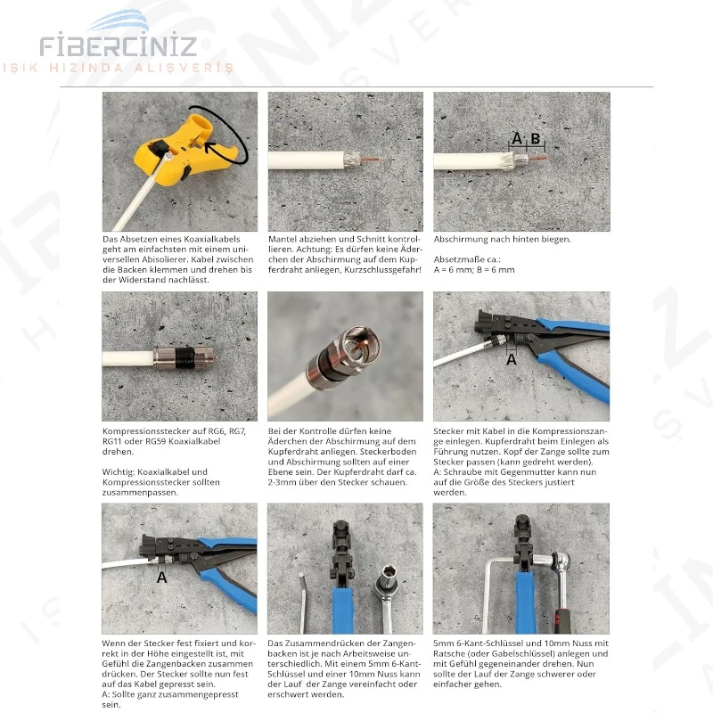 RG-6 Siyah Sıkmalı Tip F Konnektör (50'li Paket)