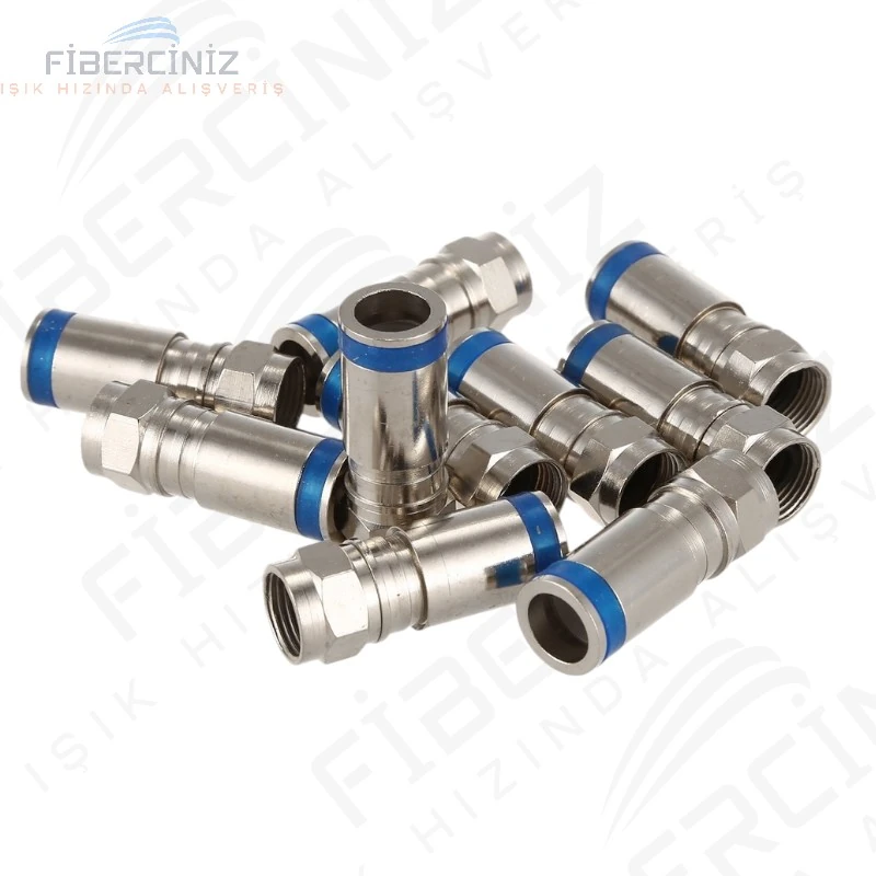 RG-6 Gümüş Sıkmalı Tip F Konnektör (50'li Paket)