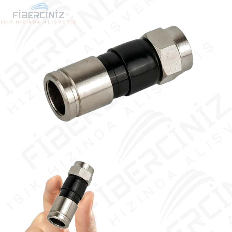 RG-6 Siyah Sıkmalı Tip F Konnektör (50'li Paket)