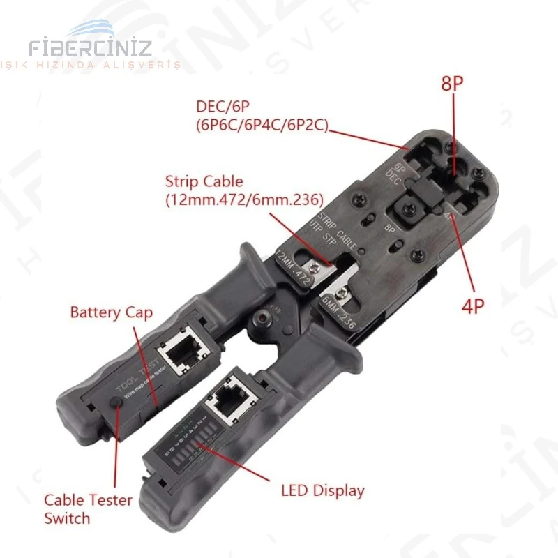 RJ45 RJ12 RJ11 Kablo Test Cihazı Ve Sıkma Pensesi