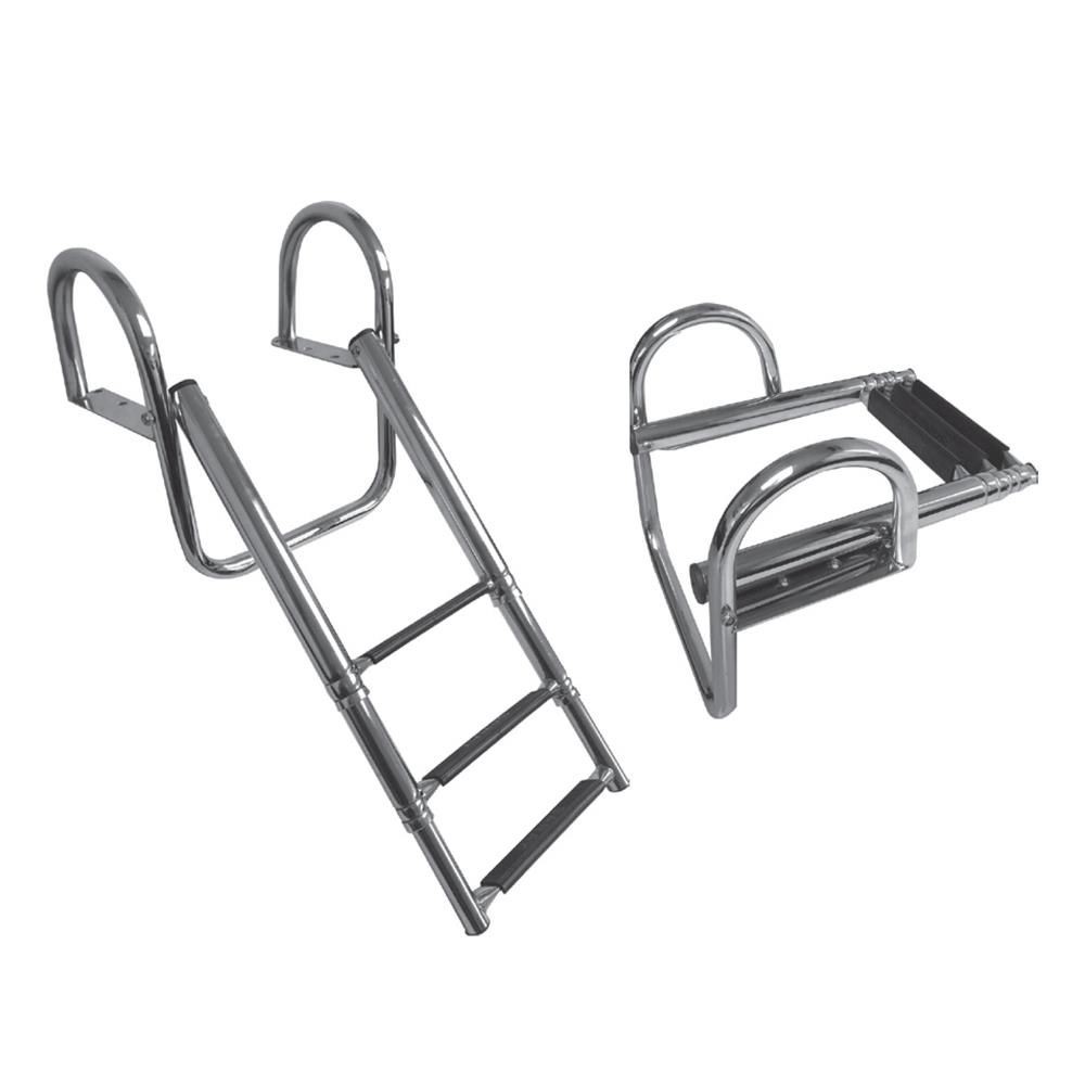 Saray Platform Top Telescopic Chrome Ladder Set of 4