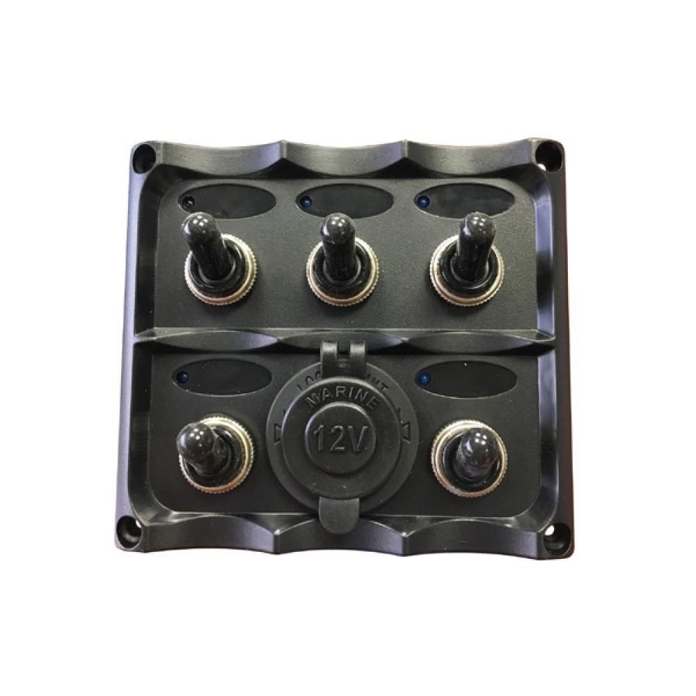 Bfy 5 Piece Switch Panel with Light and Cigarette Lighter Socket 95X105 Mm