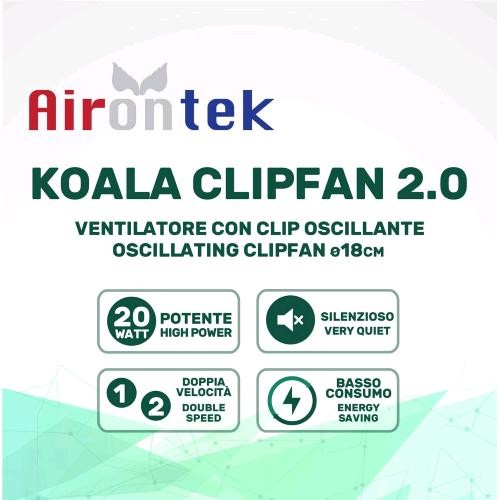 Airontek Koala Fan 2.0 SALINIMLI KLIPSLI FAN 20W Ø 18 CM