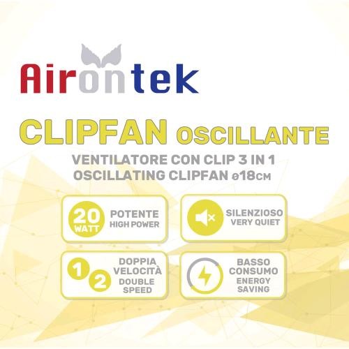 Airontek Klipsli Fan Ø 18cm 20 W