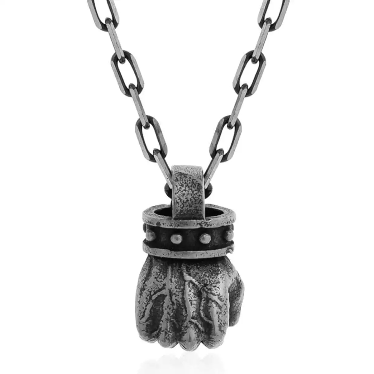 Silver Hercules Fist Necklace