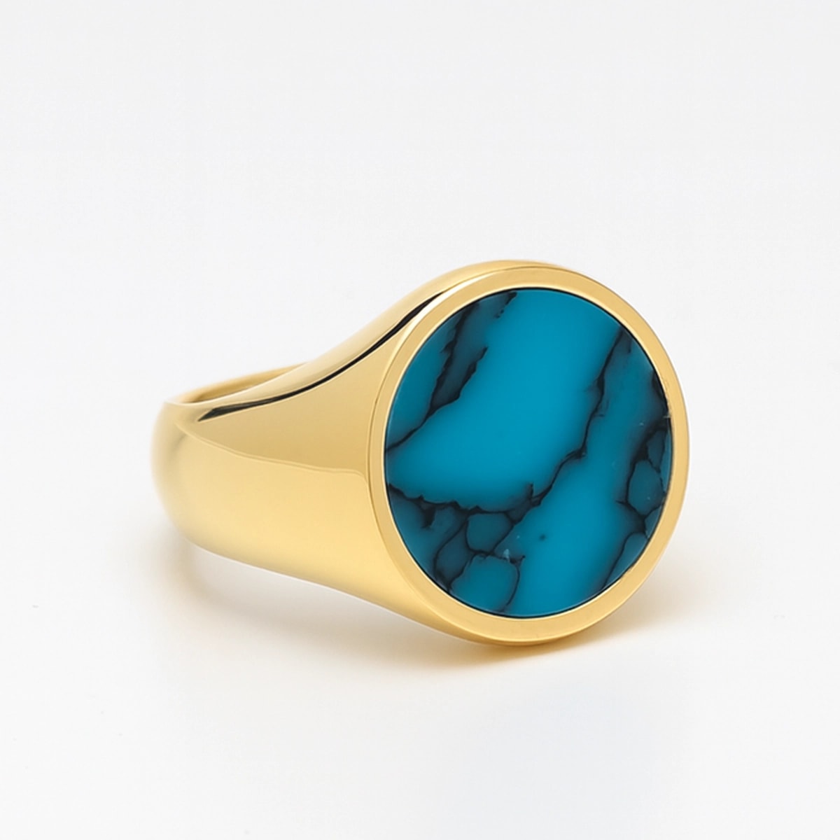 18K Altın Kaplama Turkuaz Taşlı Yüzük