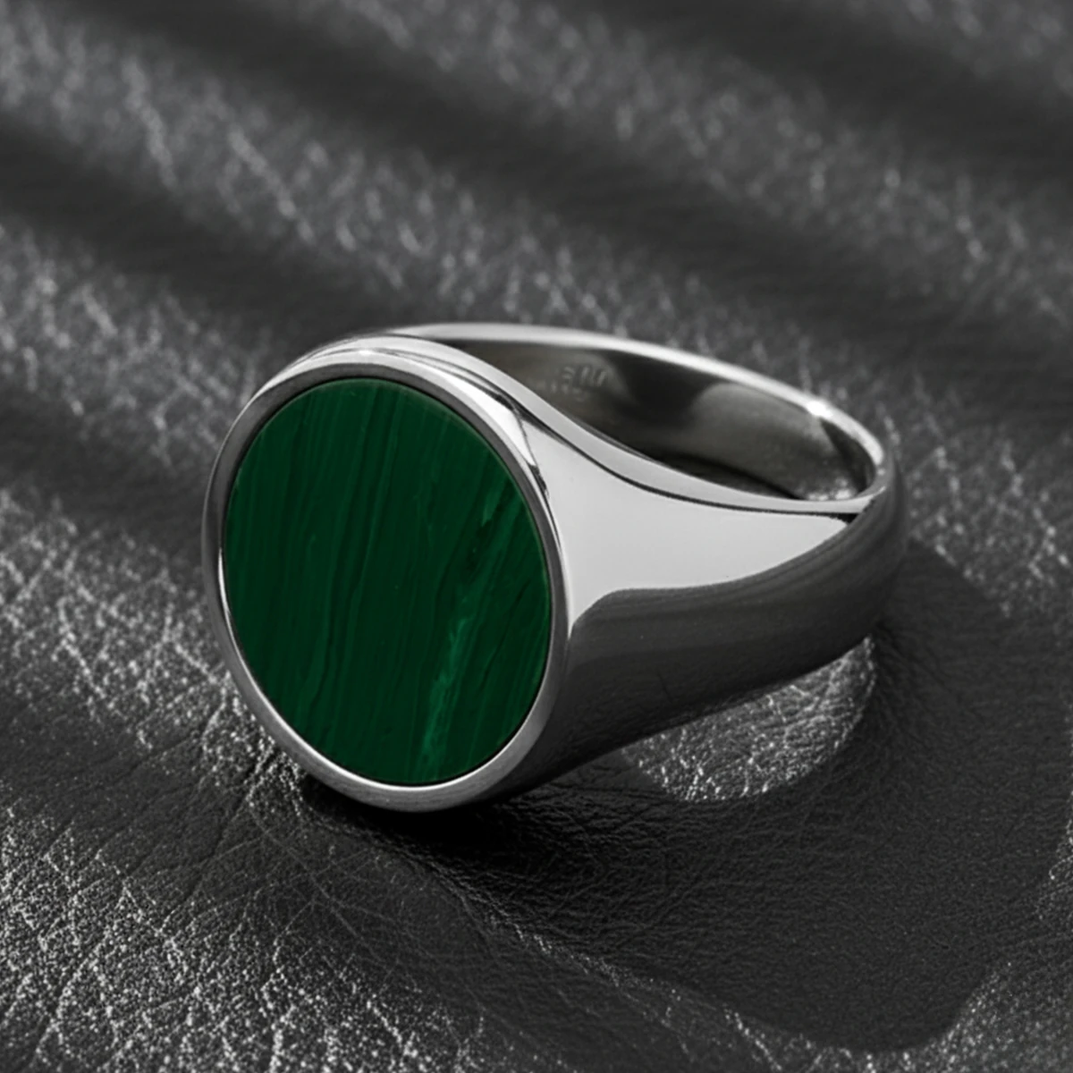 Gümüş Rodyum Kaplama Malahit Taşlı Yüzük