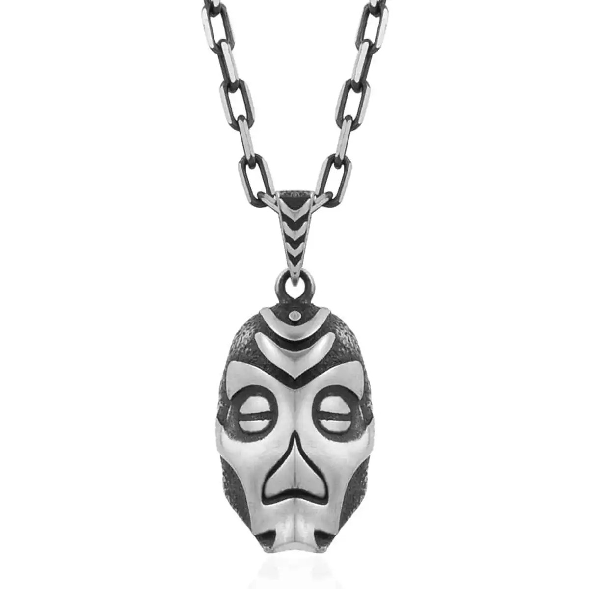 Silver Lucky Charm Mask Necklace