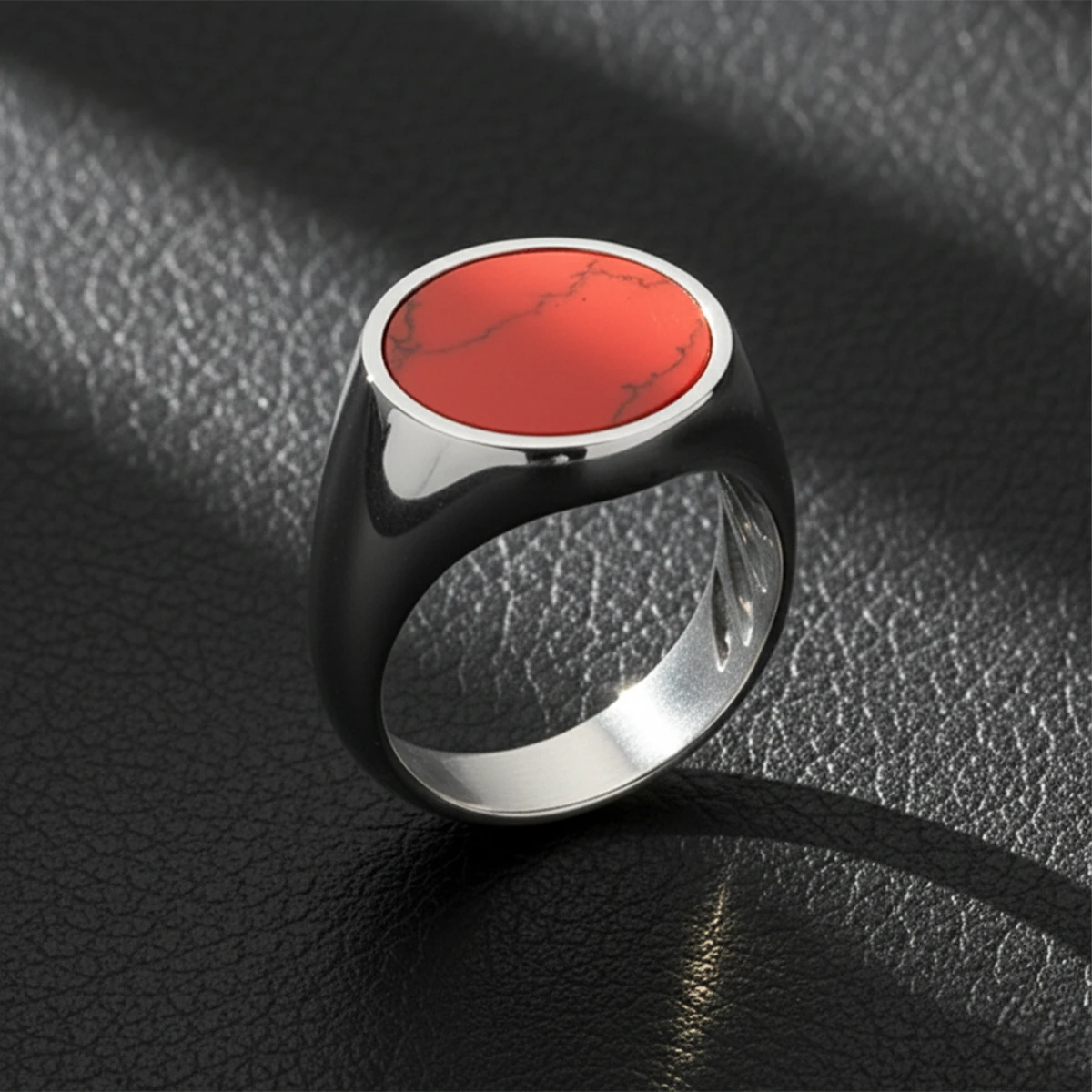 Gümüş Rodyum Kaplama Mercan Taşlı Yüzük