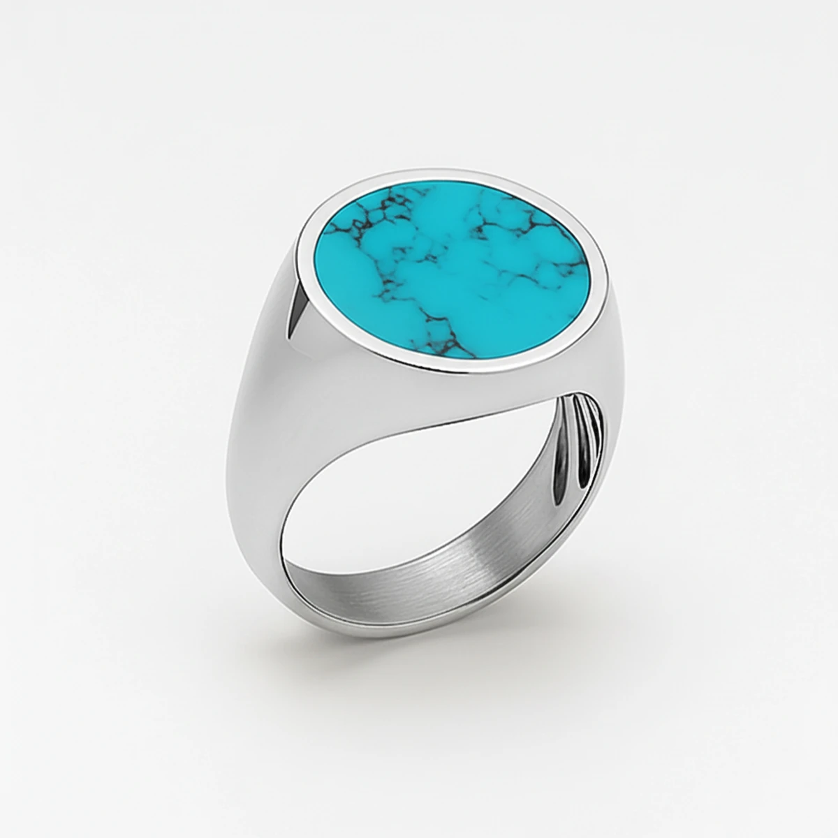 Gümüş Rodyum Kaplama Turkuaz Taşlı Yüzük