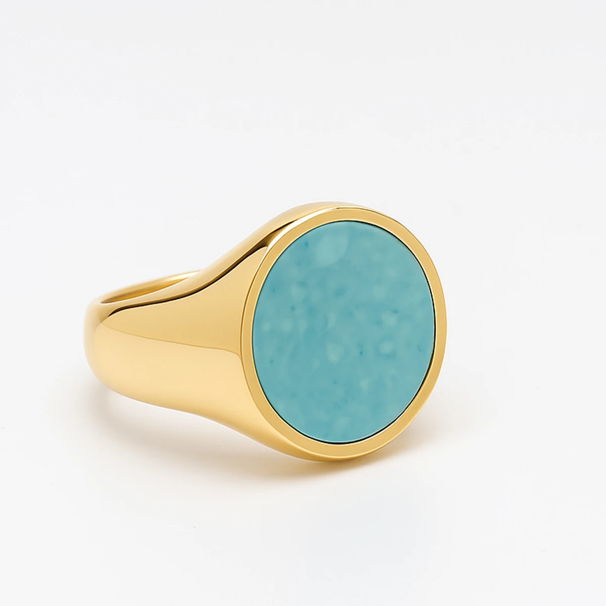 18K Altın Kaplama Amazonit Taşlı Yüzük