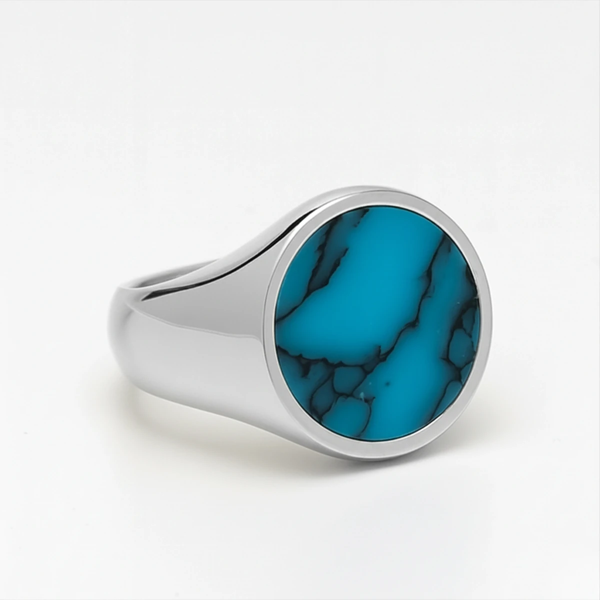 Gümüş Rodyum Kaplama Turkuaz Taşlı Yüzük