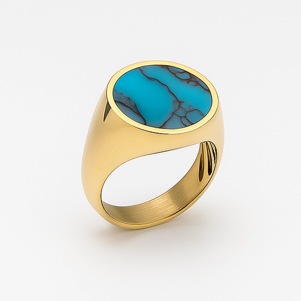 18K Altın Kaplama Turkuaz Taşlı Yüzük